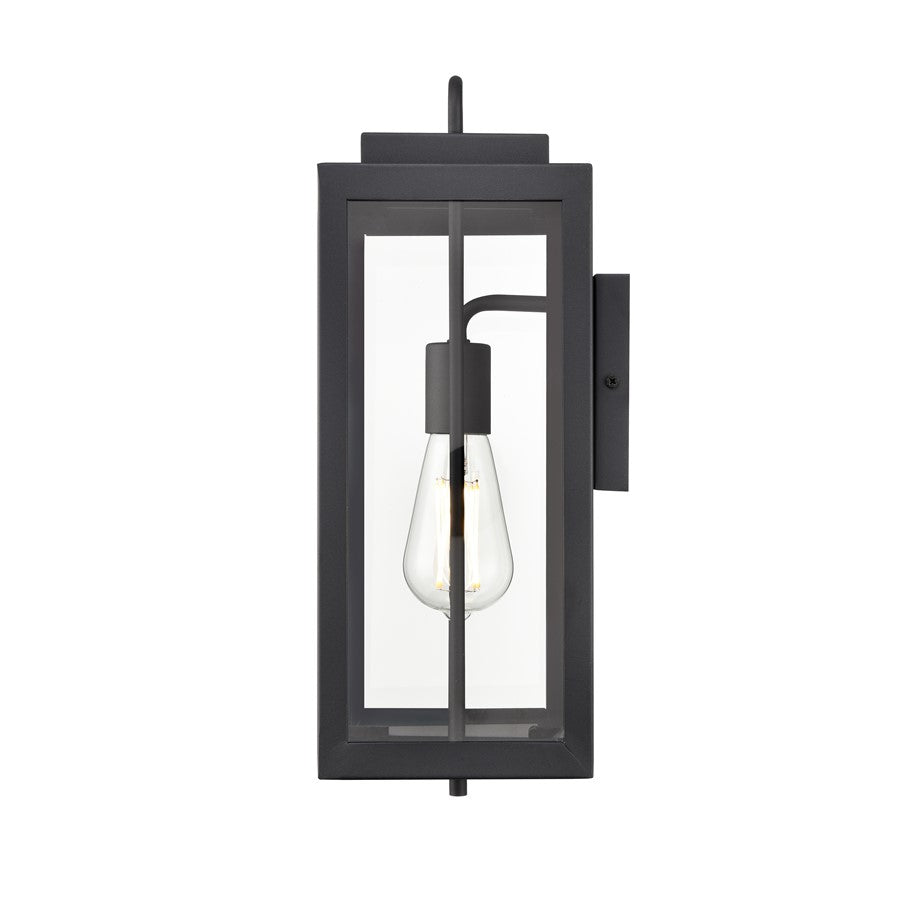 Millennium Gallatin 1Lt 16" Outdoor Wall Sconce, Black/Clear