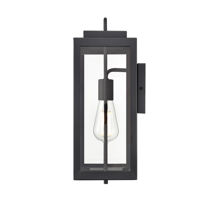 Millennium Gallatin 1Lt 16" Outdoor Wall Sconce, Black/Clear