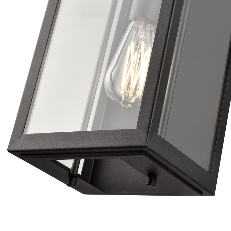 Millennium Gallatin 1Lt 16" Outdoor Wall Sconce, Black/Clear