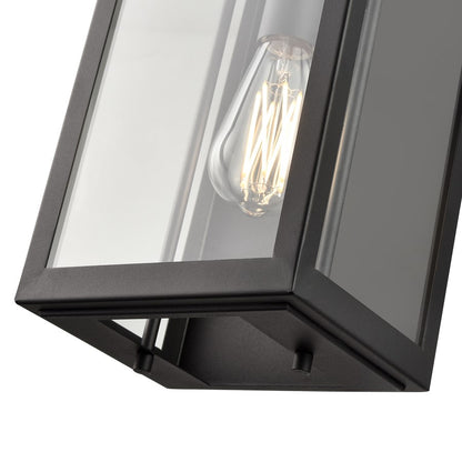 Millennium Gallatin 1Lt 16" Outdoor Wall Sconce, Black/Clear