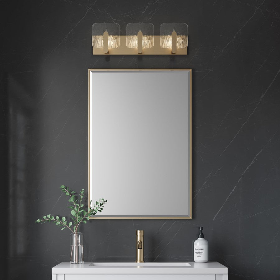 Millennium Lighting Rimini 3Lt Vanity, Vintage Brass/Clear