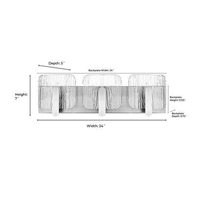 Millennium Lighting Rimini 3Lt Vanity, Vintage Brass/Clear