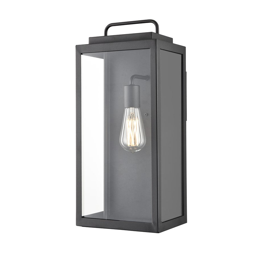 Millennium Gallatin 1Lt 19" Outdoor Wall Sconce, Black/Clear