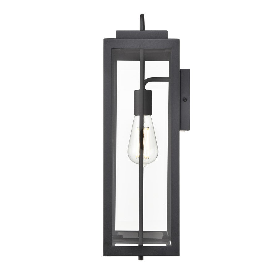 Millennium Gallatin 1Lt 19" Outdoor Wall Sconce, Black/Clear