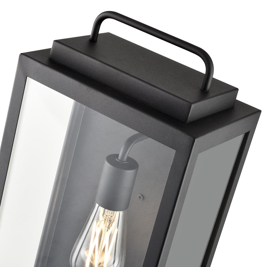 Millennium Gallatin 1Lt 19" Outdoor Wall Sconce, Black/Clear