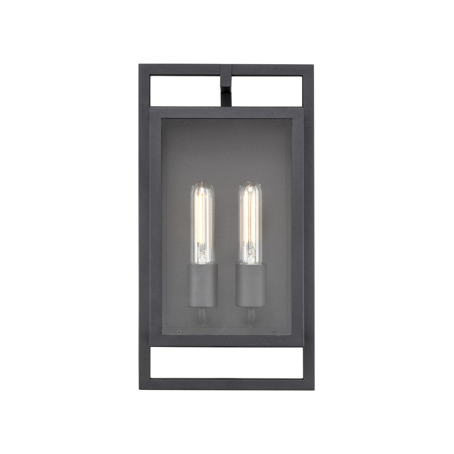 Millennium Lighting Agatha 2Lt 16" Outdoor Wall Sconce, Black/Clear - 270002-TBK