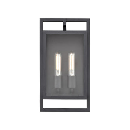 Millennium Lighting Agatha 2Lt 16" Outdoor Wall Sconce, Black/Clear - 270002-TBK