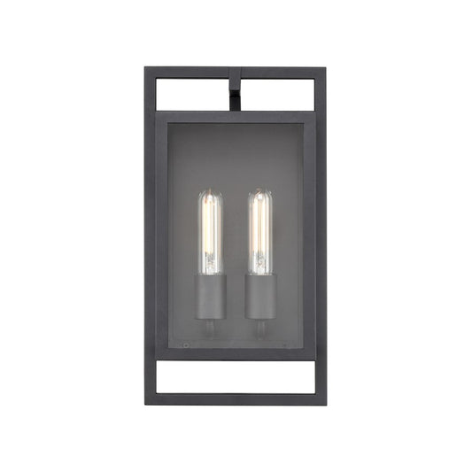 Millennium Lighting Agatha 2Lt 16" Outdoor Wall Sconce, Black/Clear - 270002-TBK