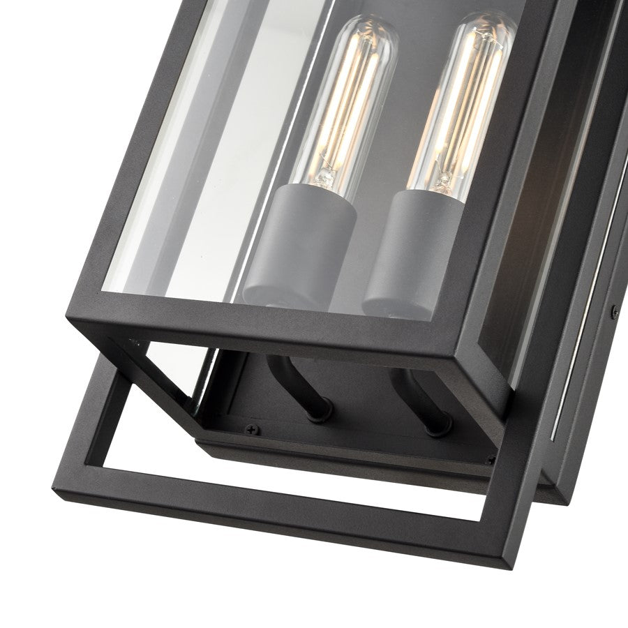 Millennium Lighting Agatha 2Lt 16" Outdoor Wall Sconce, Black/Clear