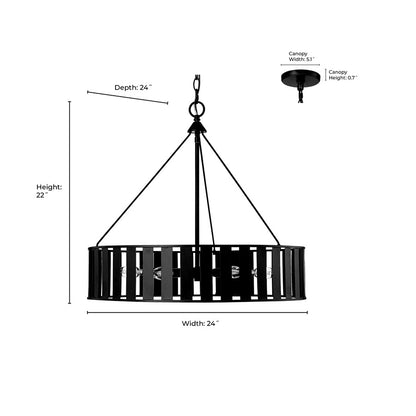 Millennium Lighting Stella 6Lt Chandelier, Black