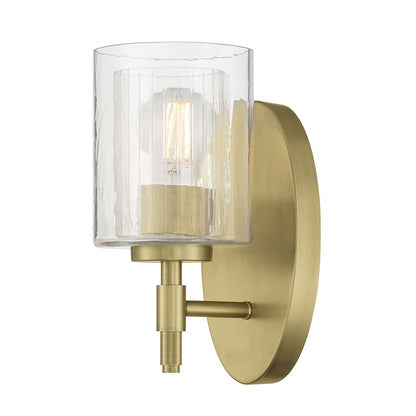 Millennium Solventa 1Lt Wall Sconce, Brass/Clear Ribbed & Clear - 270101-VB