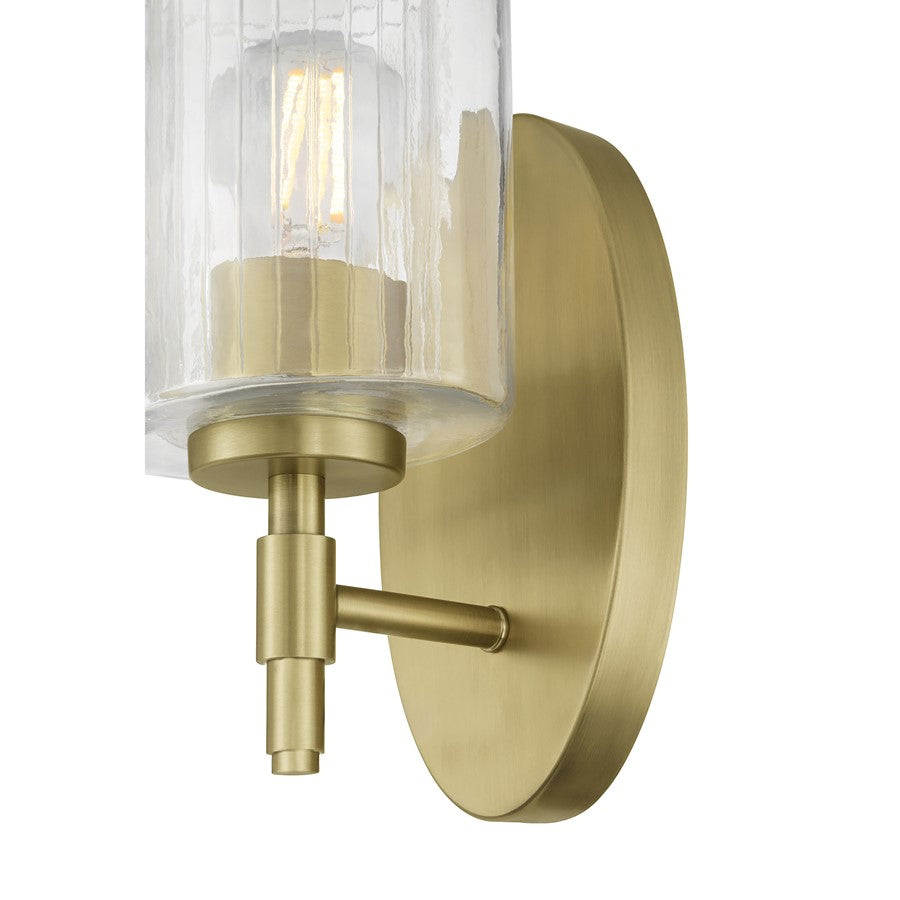 Millennium Solventa 1Lt Wall Sconce, Brass/Clear Ribbed & Clear