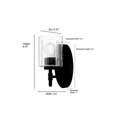 Millennium Solventa 1Lt Wall Sconce, Brass/Clear Ribbed & Clear