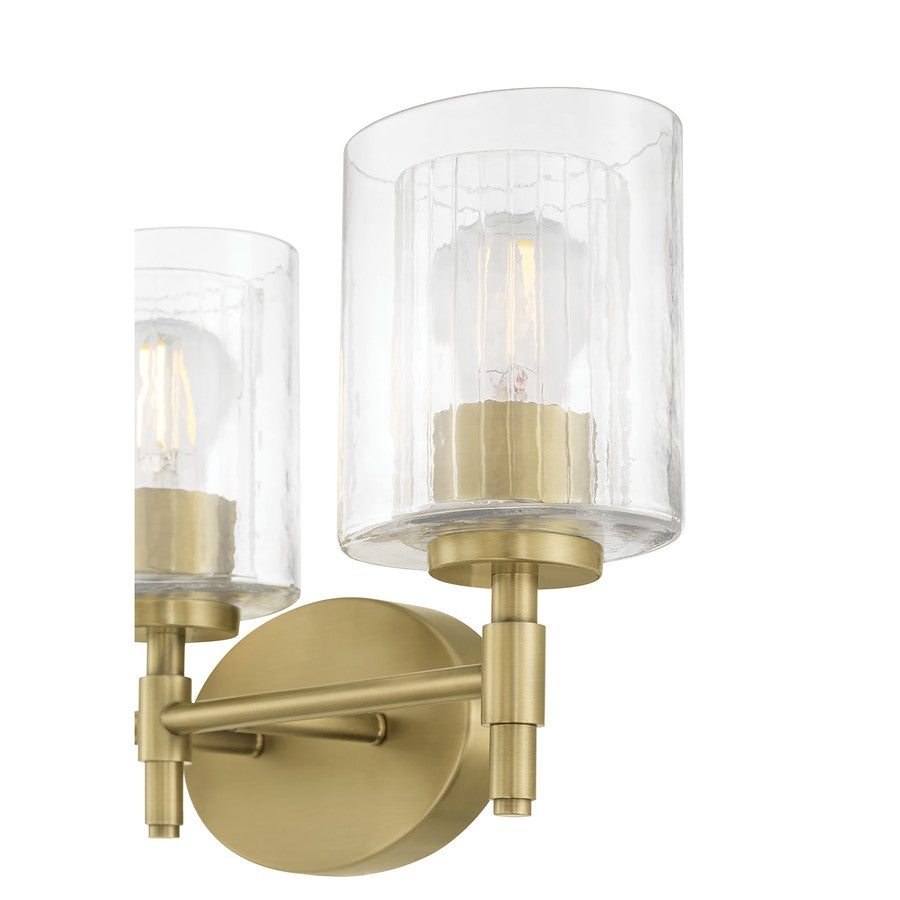 Millennium Solventa 3Lt Bathroom Vanity Light, Brass/Clear Ribbed