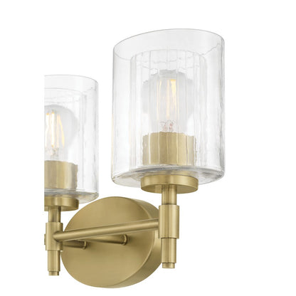 Millennium Solventa 3Lt Bathroom Vanity Light, Brass/Clear Ribbed