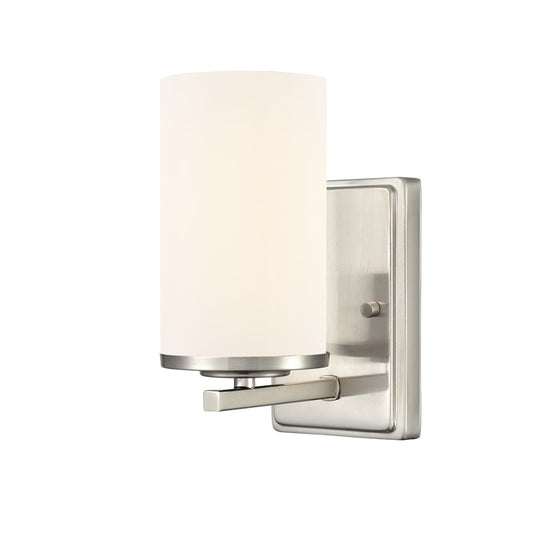 Millennium Verlana 8.75" High 1Lt Wall Sconce, Nickel/Etched White - 2701WG-BN