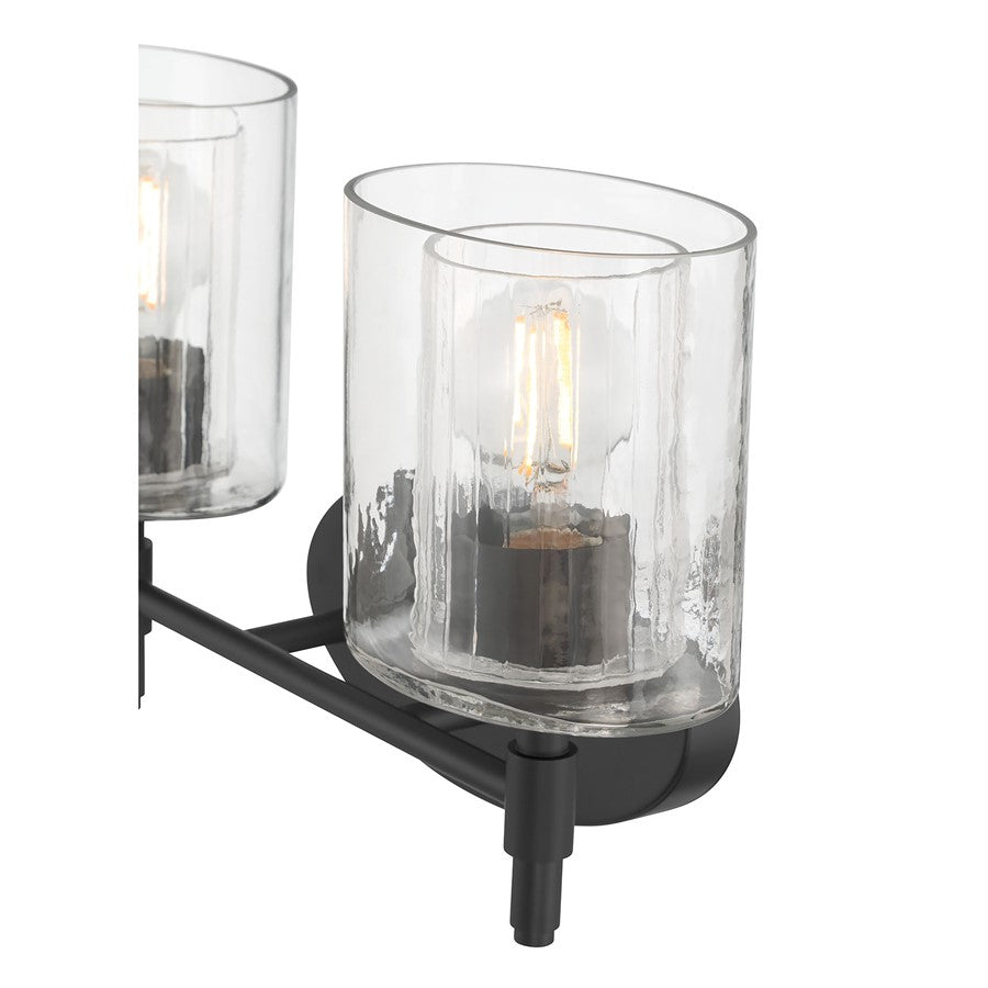 Millennium Solventa 2Lt Bathroom Vanity Light, Black/Clear Ribbed