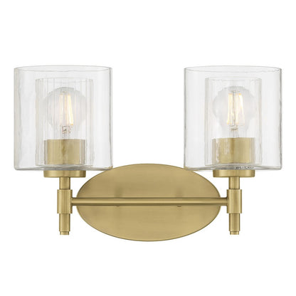 Millennium Solventa 2Lt Bathroom Vanity Light, Brass/Clear Ribbed