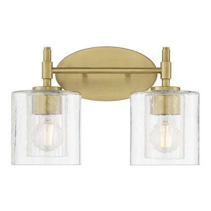 Millennium Solventa 2Lt Bathroom Vanity Light, Brass/Clear Ribbed