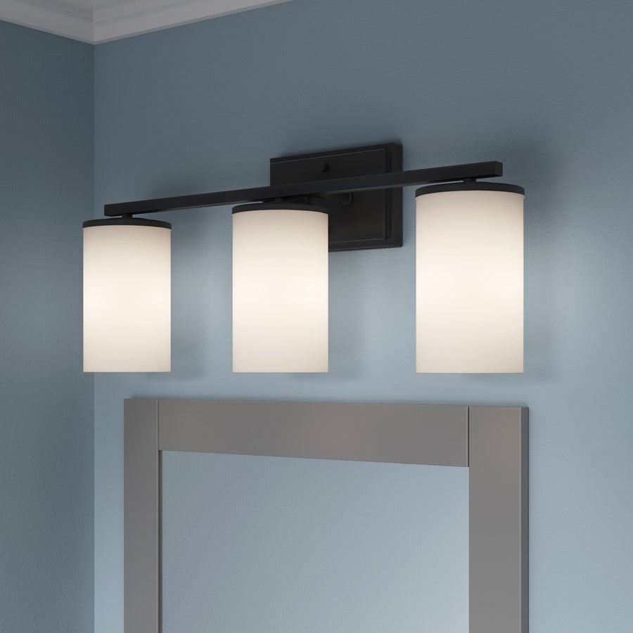 Millennium Lighting Verlana 22" 3Lt Vanity, Matte Black/Etched White