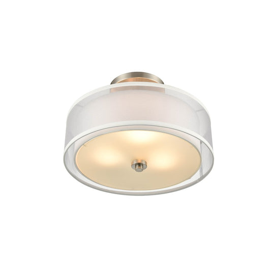 Millennium Lighting 3 Light Semi-Flush Mount, Nickel/Etched White