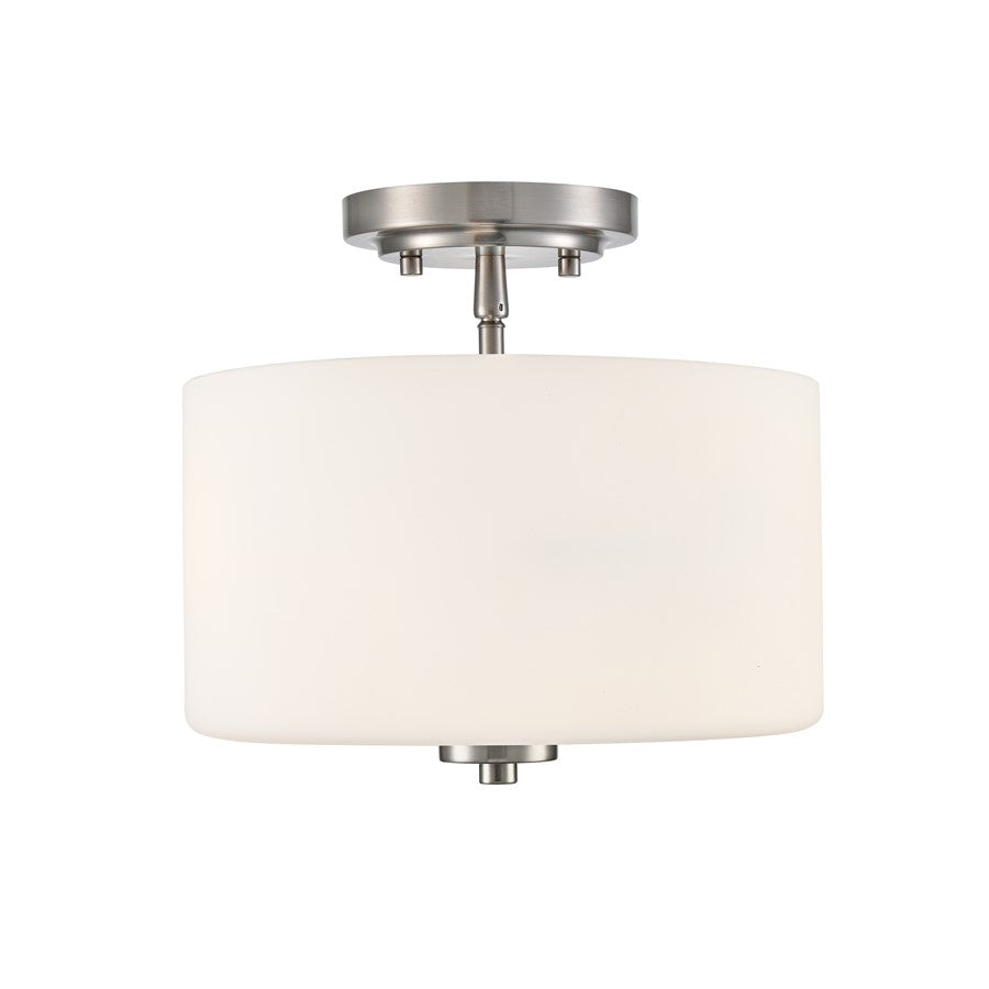 Millennium Verlana 22" 2Lt Semi-Flush Mount, Nickel/Etched Opal