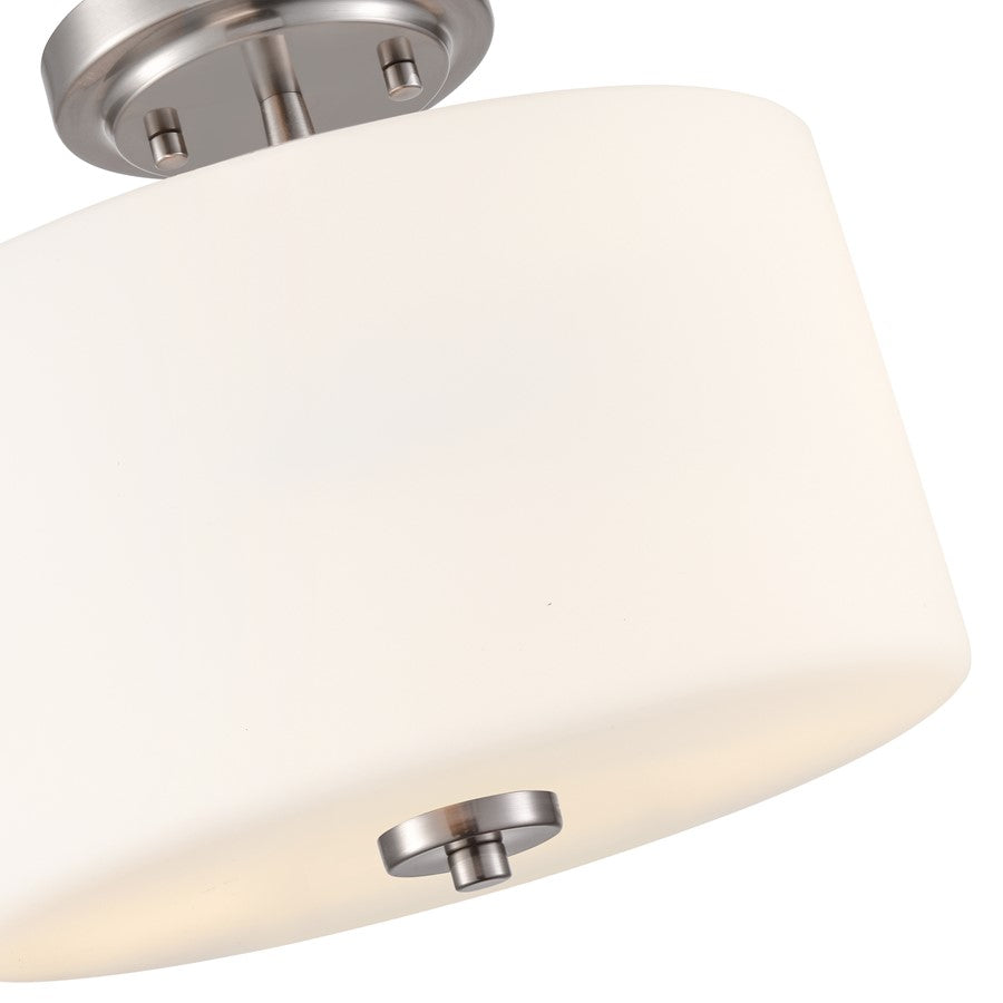 Millennium Verlana 22" 2Lt Semi-Flush Mount, Nickel/Etched Opal
