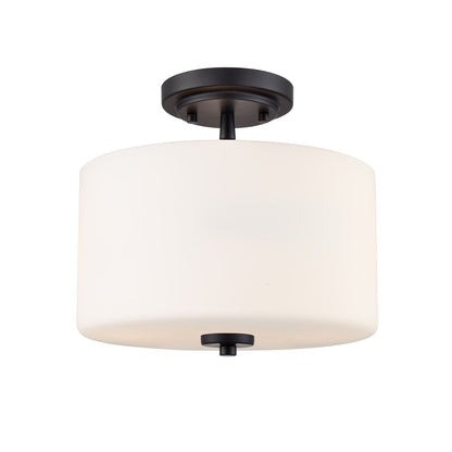 Millennium Verlana 22" 2Lt Semi-Flush Mount, Black/Etched Opal - 2710WG-MB