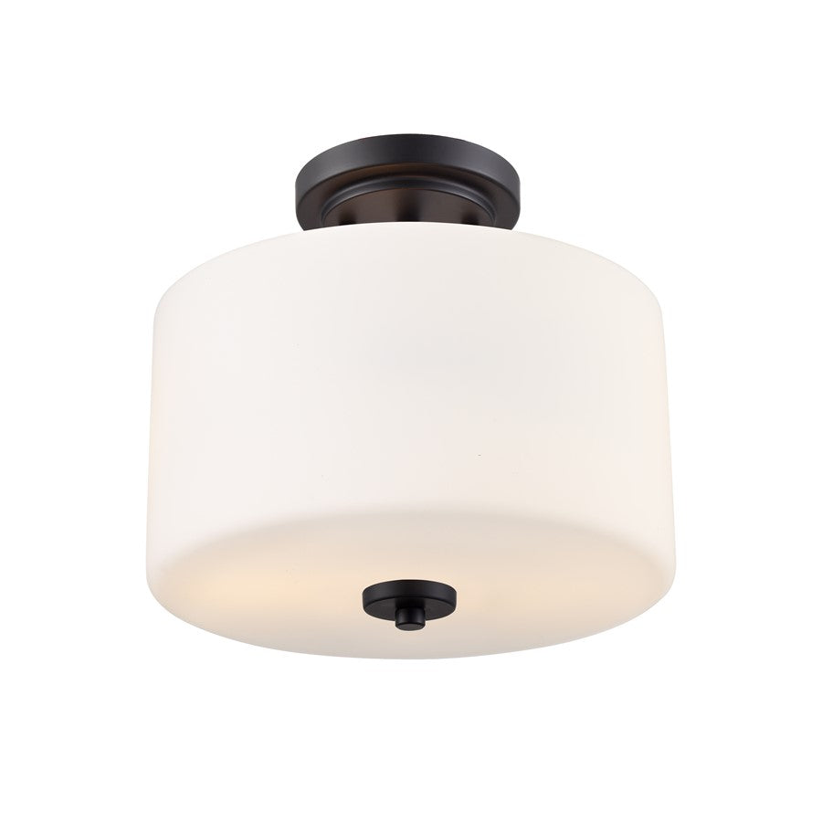 Millennium Verlana 22" 2Lt Semi-Flush Mount, Black/Etched Opal