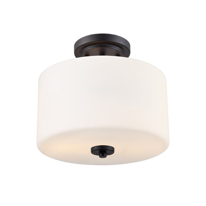 Millennium Verlana 22" 2Lt Semi-Flush Mount, Black/Etched Opal