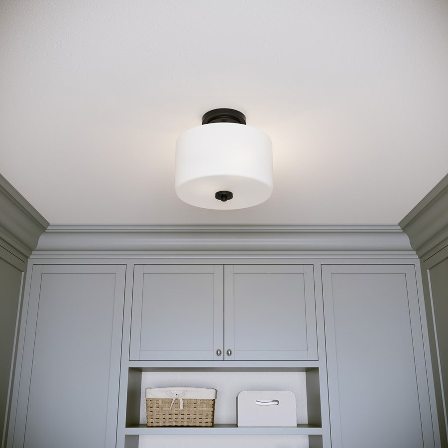 Millennium Verlana 22" 2Lt Semi-Flush Mount, Black/Etched Opal