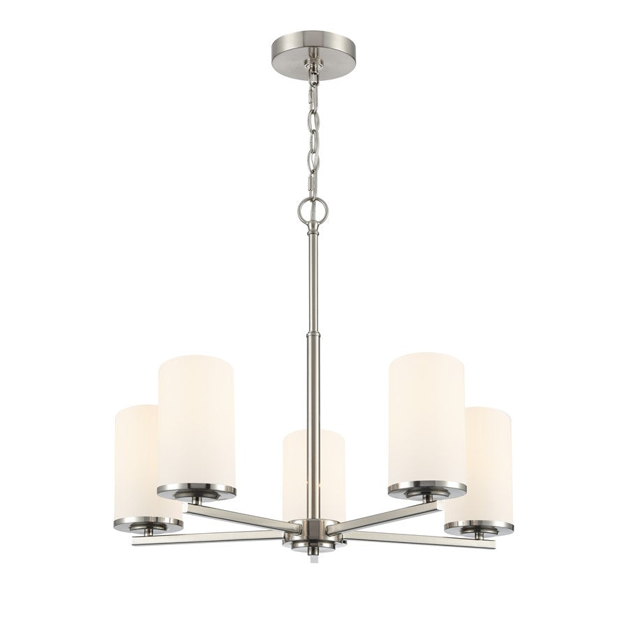 Millennium Lighting Verlana 24" 5Lt Chandelier, Nickel/Etched White - 2715WG-BN