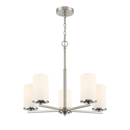 Millennium Lighting Verlana 24" 5Lt Chandelier, Nickel/Etched White - 2715WG-BN