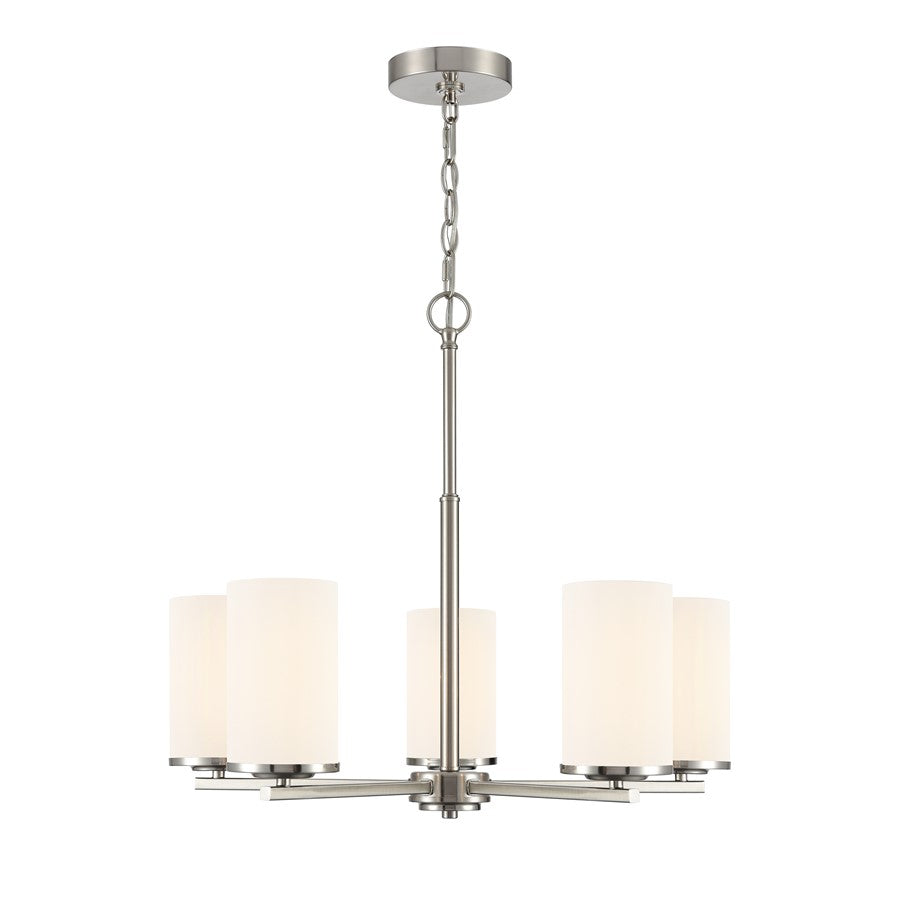 Millennium Lighting Verlana 24" 5Lt Chandelier, Nickel/Etched White