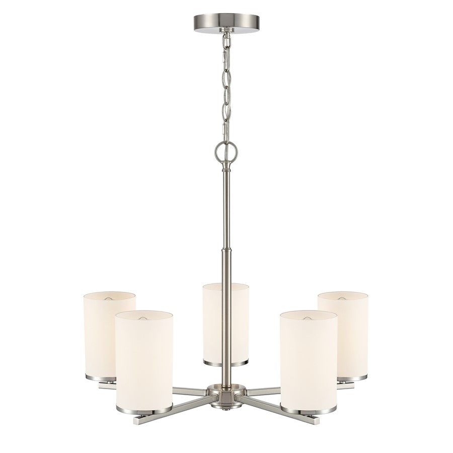 Millennium Lighting Verlana 24" 5Lt Chandelier, Nickel/Etched White
