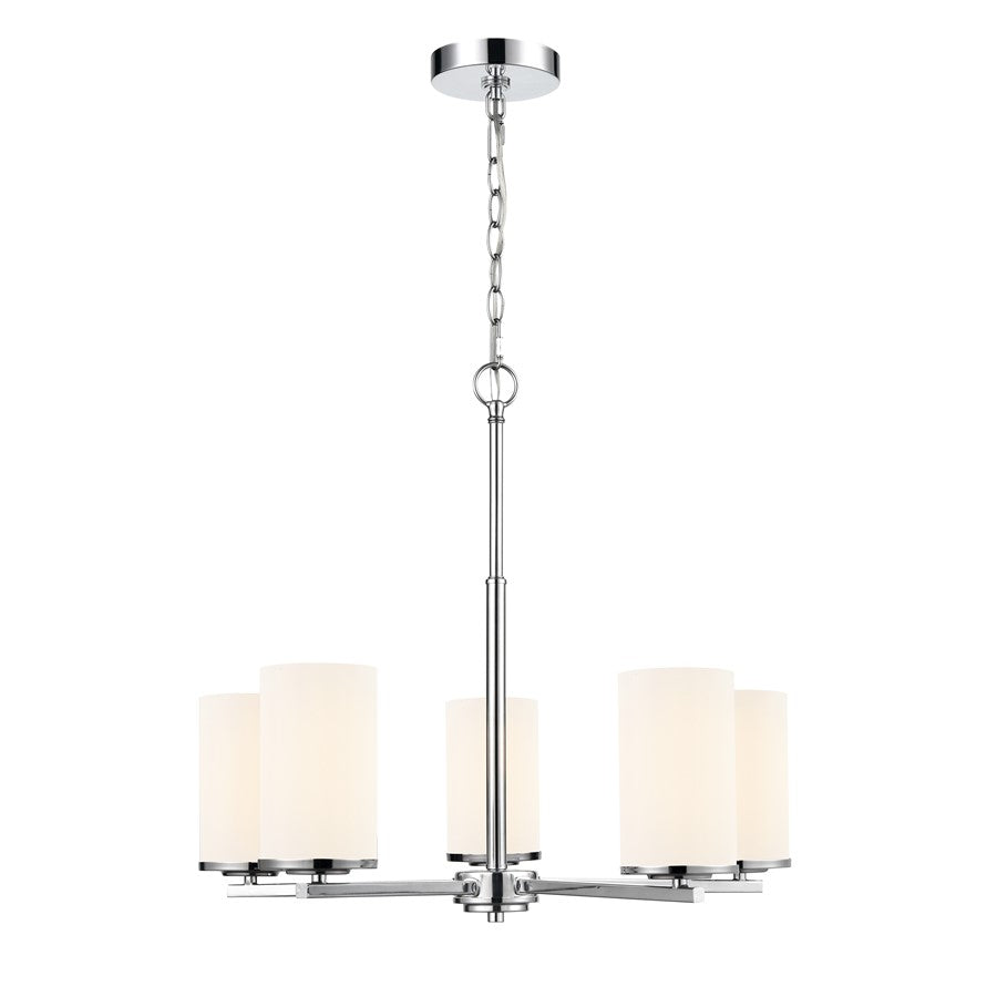 Millennium Lighting Verlana 24" 5Lt Chandelier, Chrome/Etched White