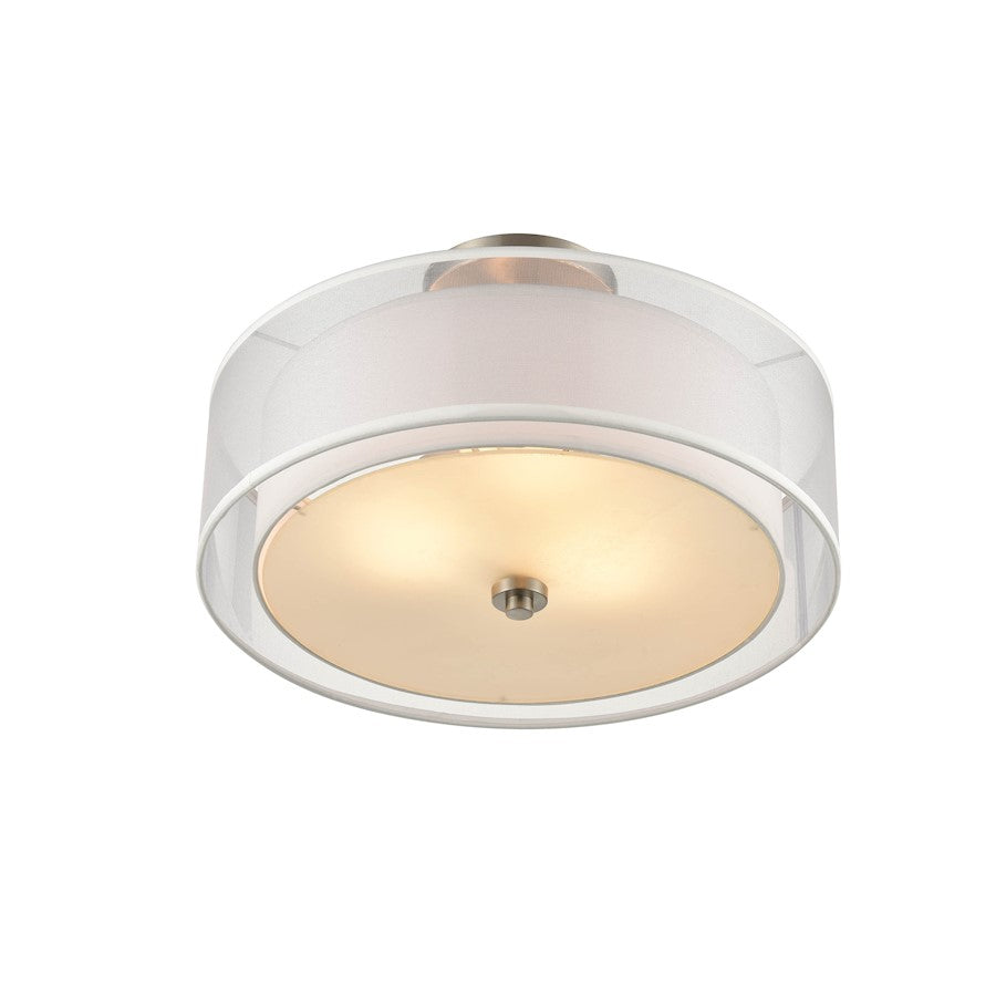 Millennium Lighting 3 Light Semi-Flush Mount, Nickel/Etched White