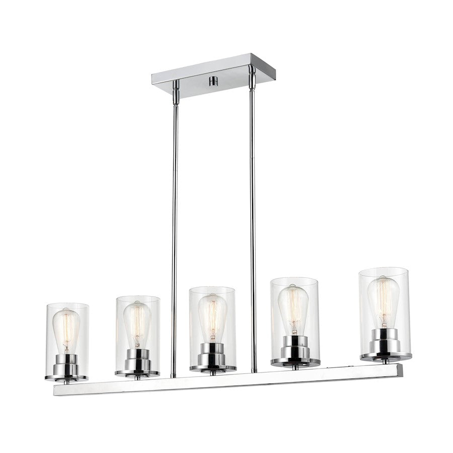 5 Light Pendant, Clear