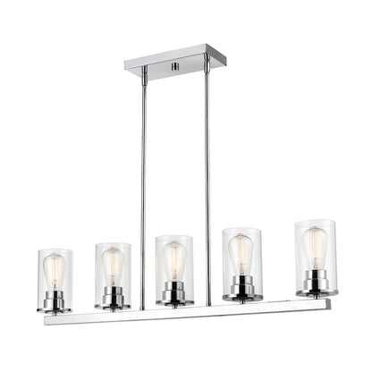 5 Light Pendant, Clear