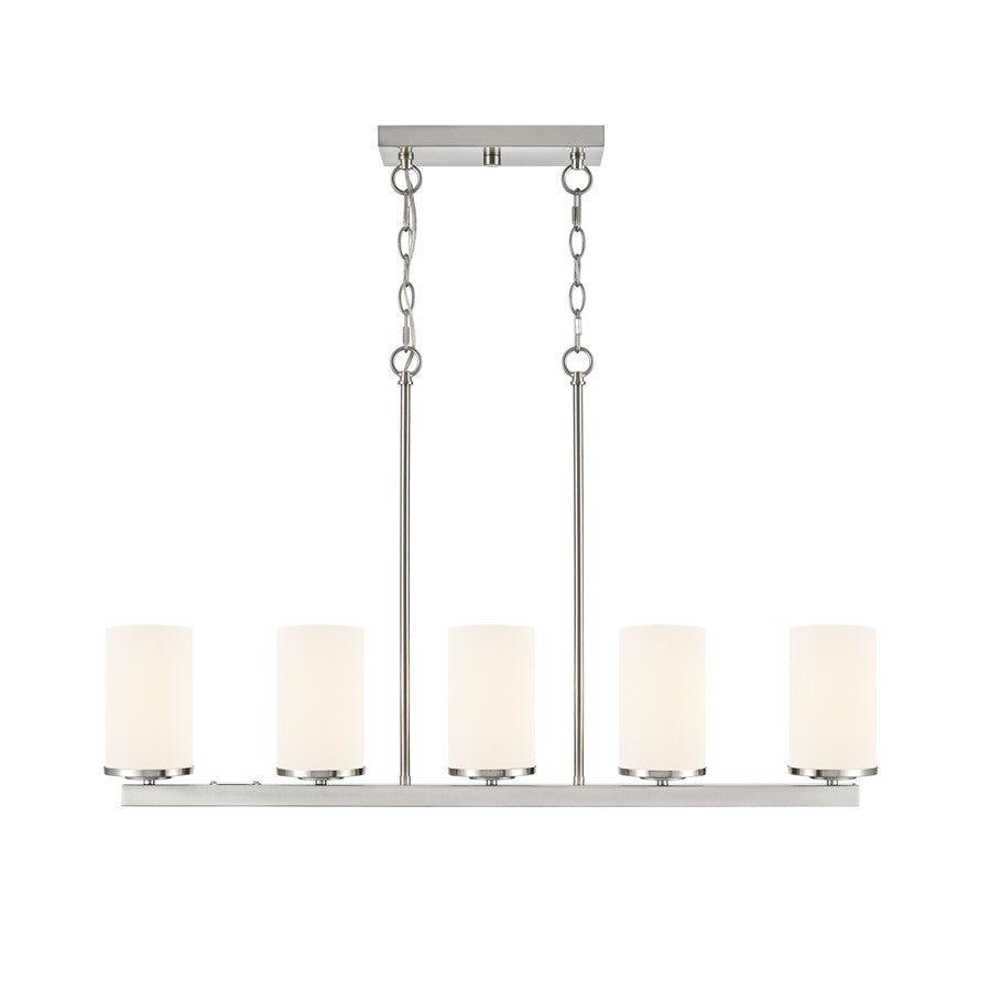 Millennium Verlana 35" 5Lt Linear Chandelier, Nickel/Etched White