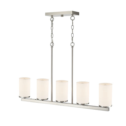 Millennium Verlana 35" 5Lt Linear Chandelier, Nickel/Etched White