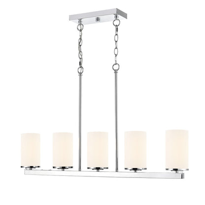 Millennium Verlana 35" 5Lt Linear Chandelier, Chrome/Etched White - 2725WG-CH