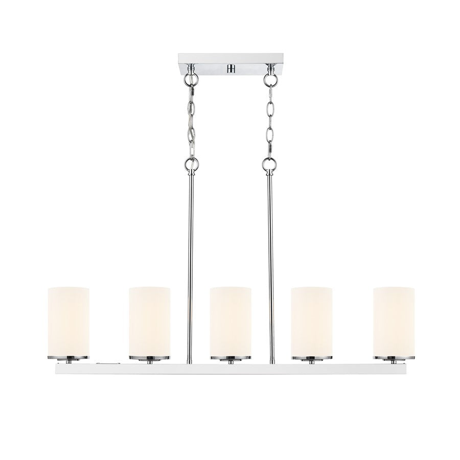 Millennium Verlana 35" 5Lt Linear Chandelier, Chrome/Etched White