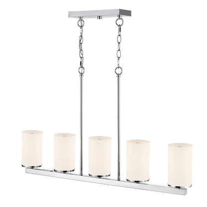 Millennium Verlana 35" 5Lt Linear Chandelier, Chrome/Etched White