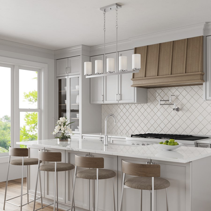 Millennium Verlana 35" 5Lt Linear Chandelier, Chrome/Etched White