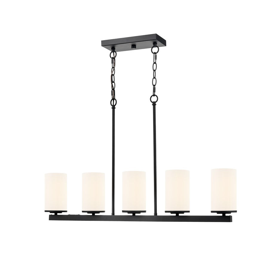 Millennium Verlana 35" 5Lt Linear Chandelier, Black/Etched White - 2725WG-MB
