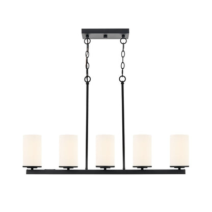 Millennium Verlana 35" 5Lt Linear Chandelier, Black/Etched White