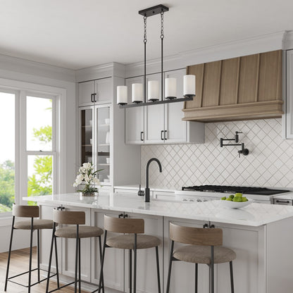 Millennium Verlana 35" 5Lt Linear Chandelier, Black/Etched White