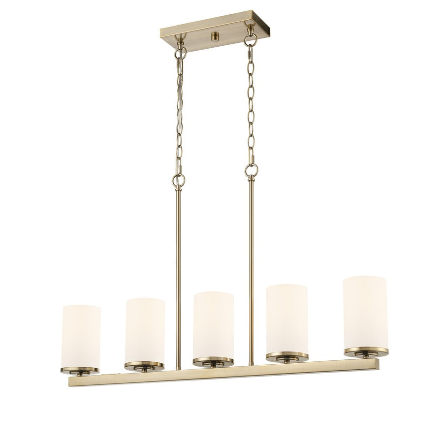 Millennium Verlana 35" 5Lt Linear Chandelier, Gold/Etched White - 2725WG-MG