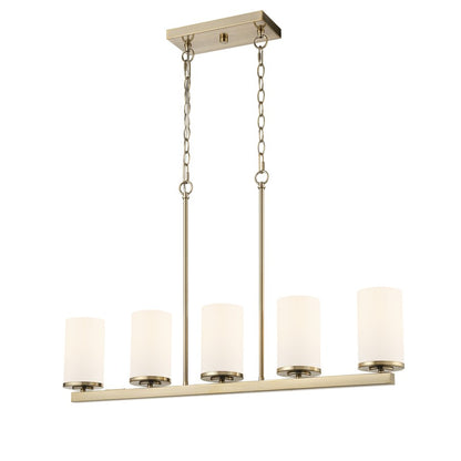 Millennium Verlana 35" 5Lt Linear Chandelier, Gold/Etched White - 2725WG-MG